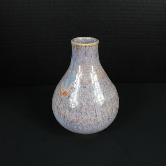 Art Pottery Blue Orange Drip Glaze Vibrant Vase Signed By Artist - Picture 4 of 14